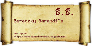 Beretzky Barabás névjegykártya